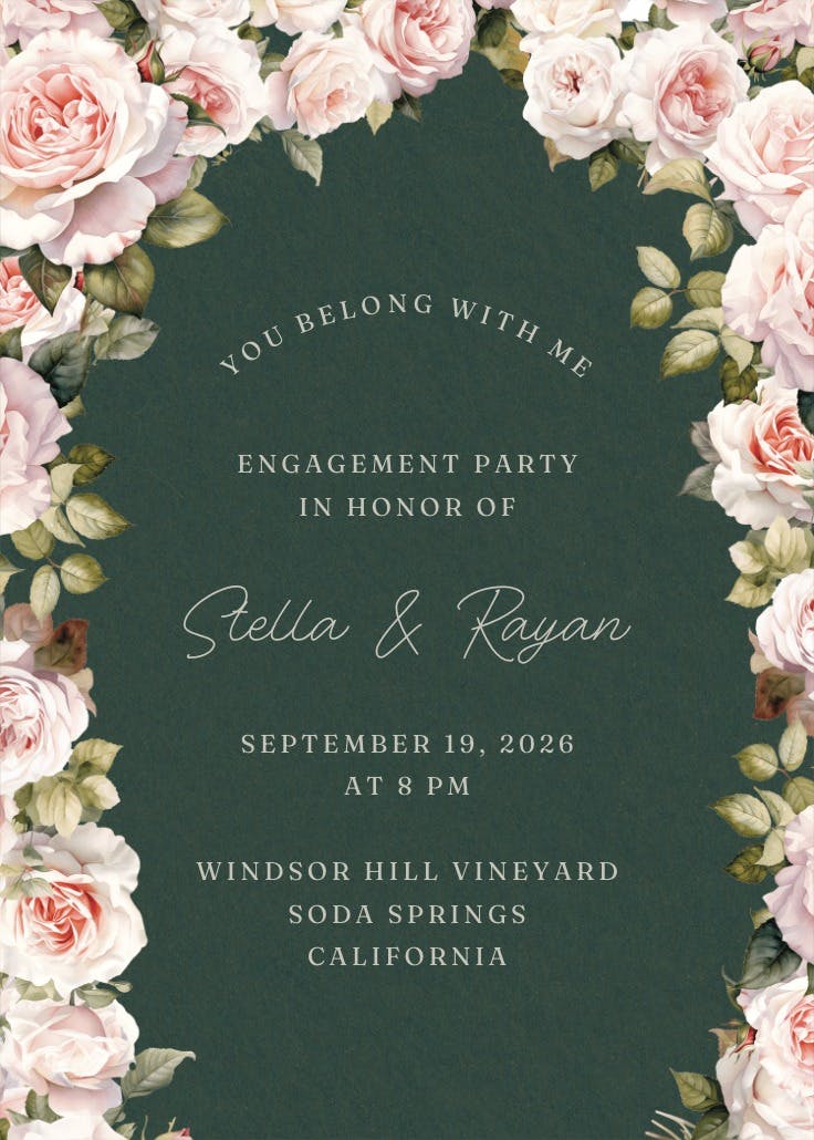 Rosy romance - engagement party invitation