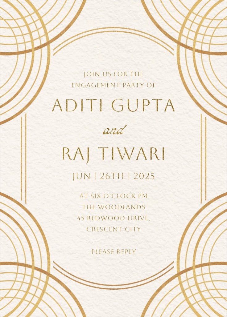 Royal arches - engagement party invitation