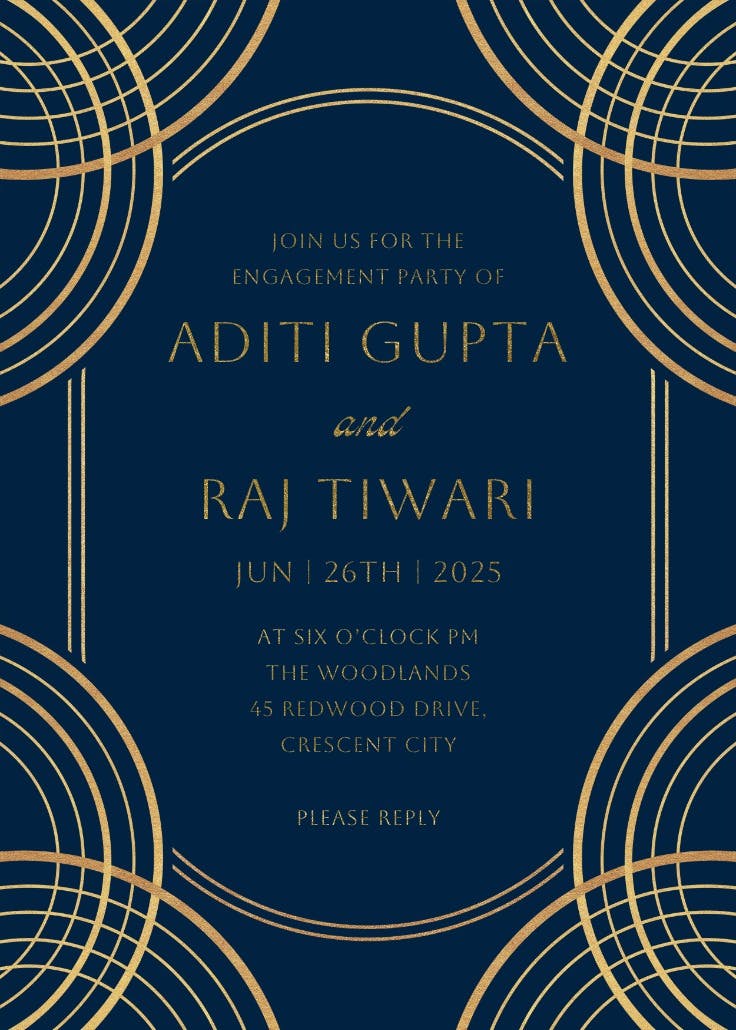 Royal arches - engagement party invitation