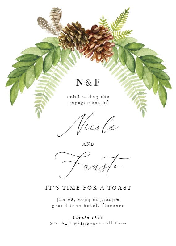 Rustic greenery - engagement party invitation