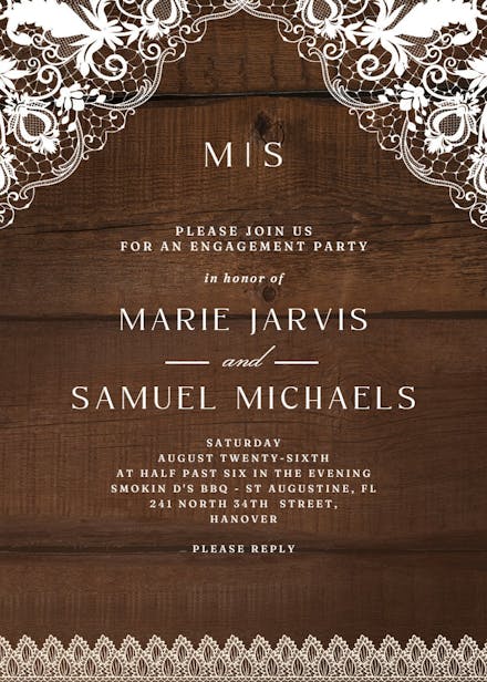 Rustic lace - engagement party invitation