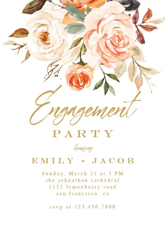 Rustic roses - engagement party invitation
