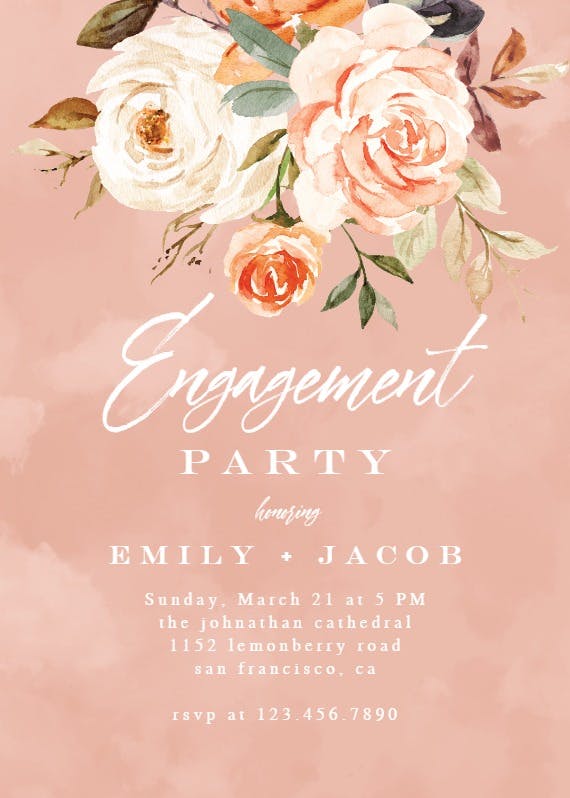 Rustic roses - engagement party invitation