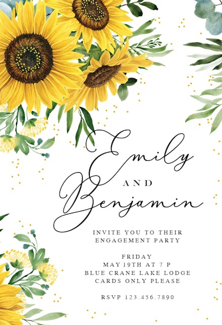 Rustic Sunflowers Corner - Engagement Party Invitation