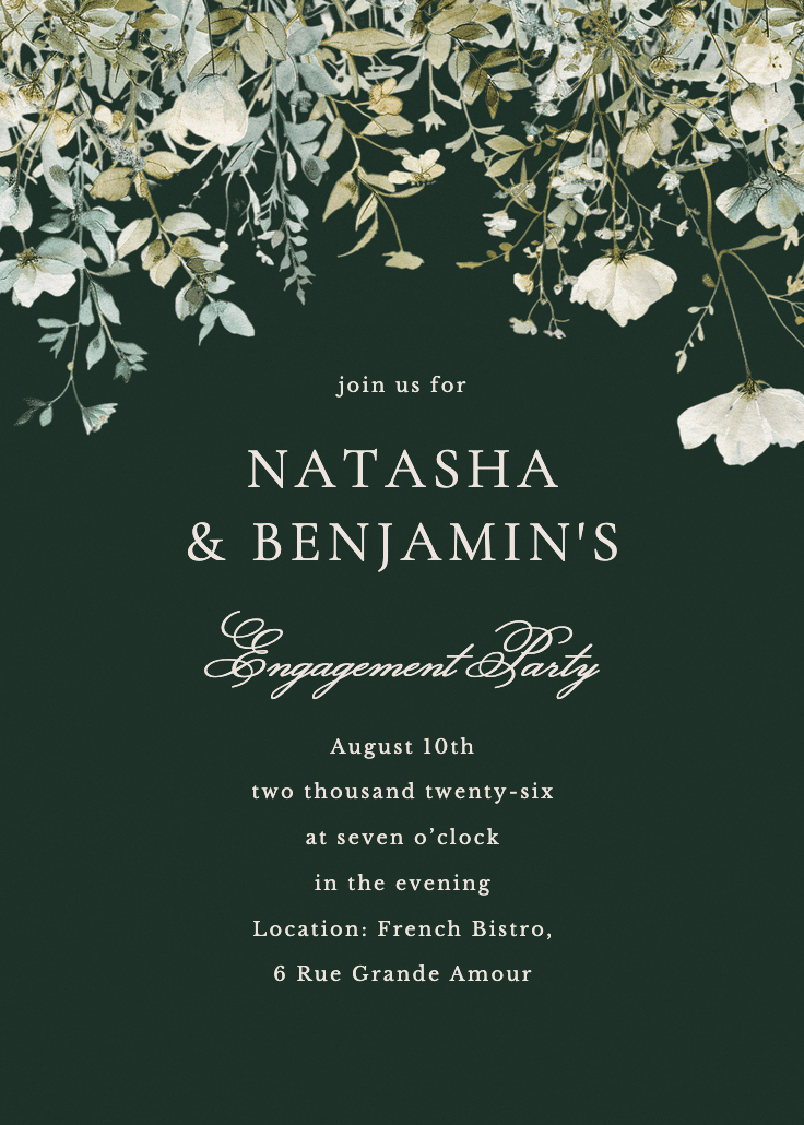 Sage leaves - engagement party invitation