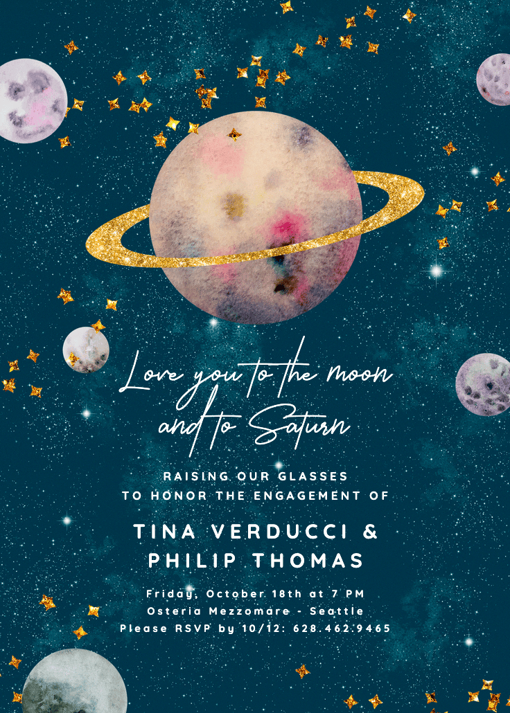 Saturn’s rings -  invitación para fiesta de compromiso