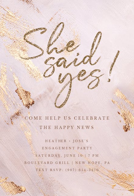 She said yes - engagement party invitation