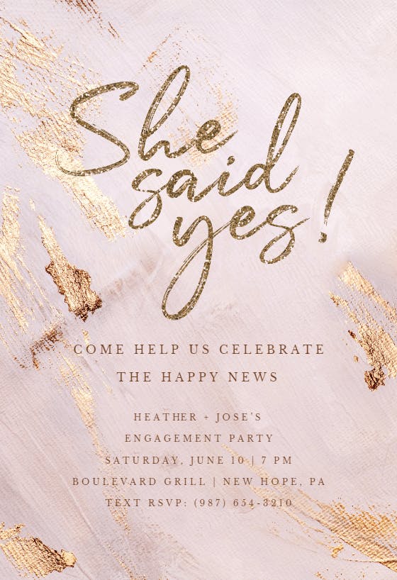 She said yes - engagement party invitation