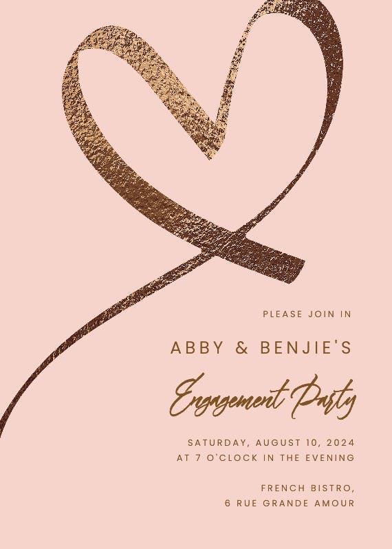 Shimmering heart - engagement party invitation