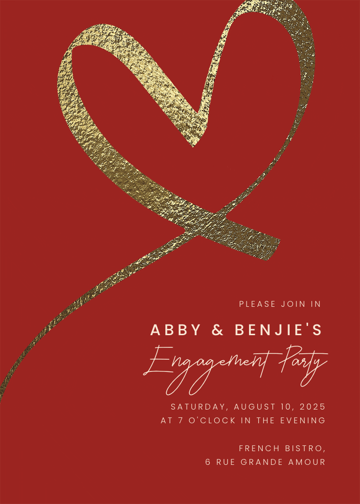 Shimmering heart - engagement party invitation