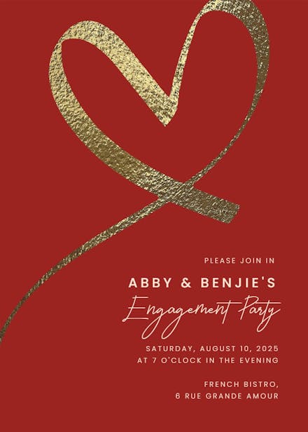 Shimmering heart - engagement party invitation