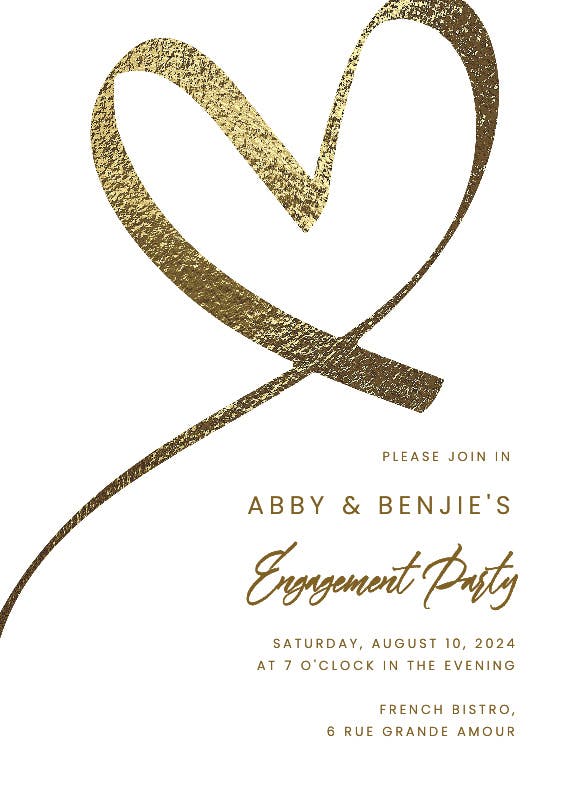 Shimmering heart - engagement party invitation