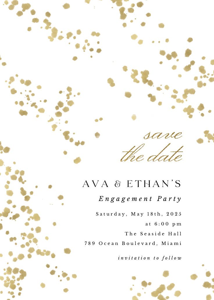 Shimmery dots -  invitación para fiesta de compromiso