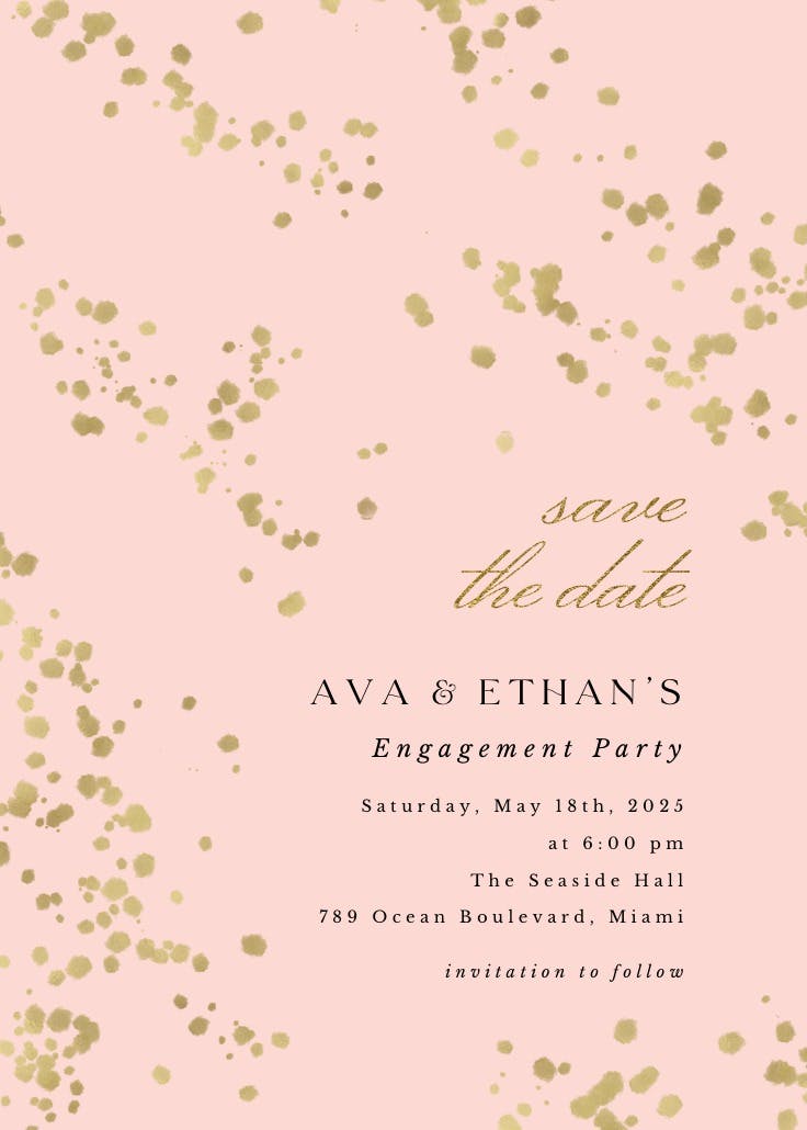Shimmery dots -  invitación para fiesta de compromiso