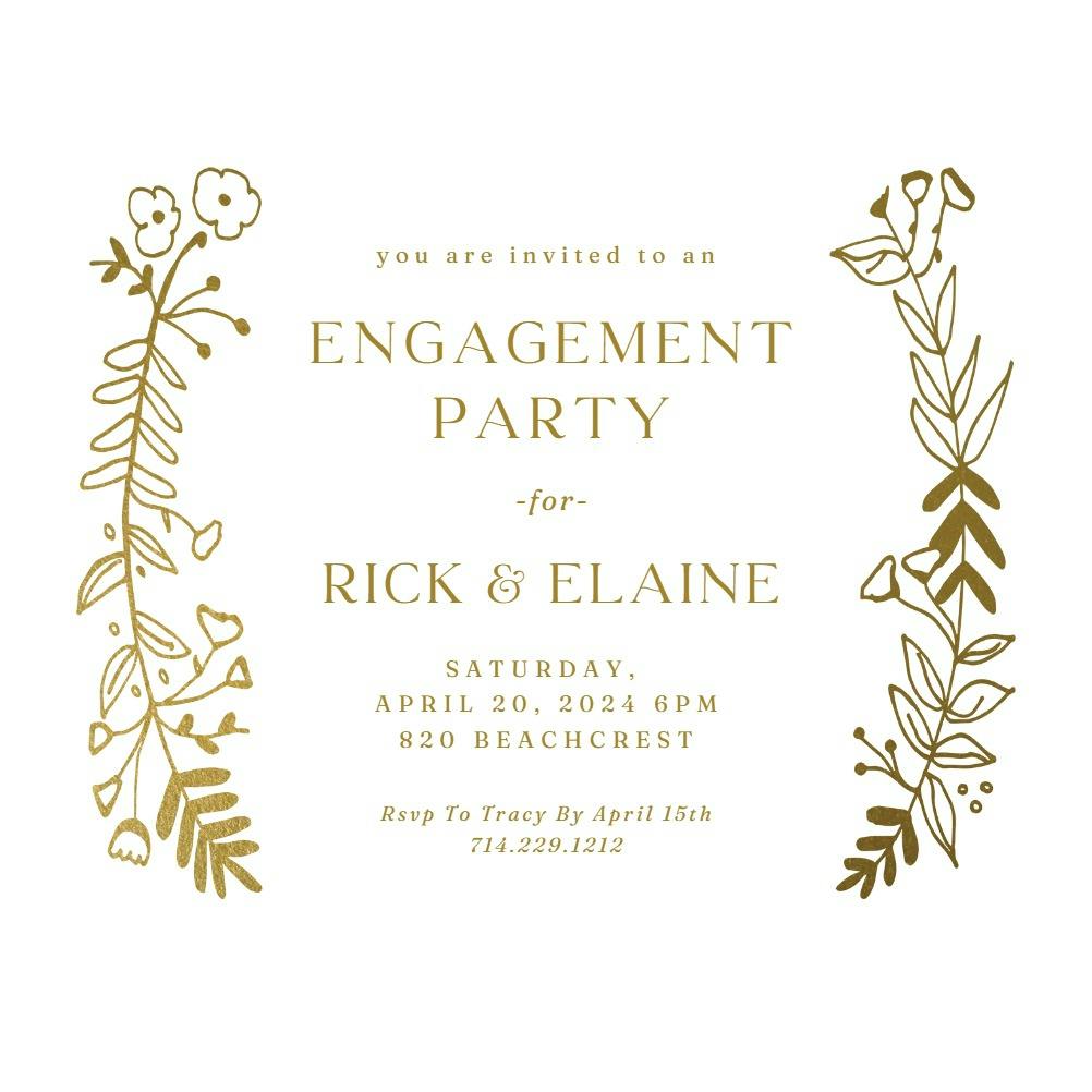 Side by side gold - engagement party invitation