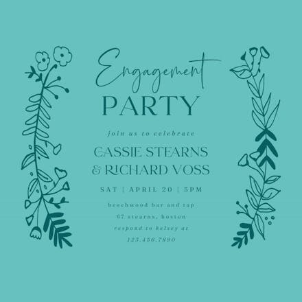 Side by side gold - engagement party invitation