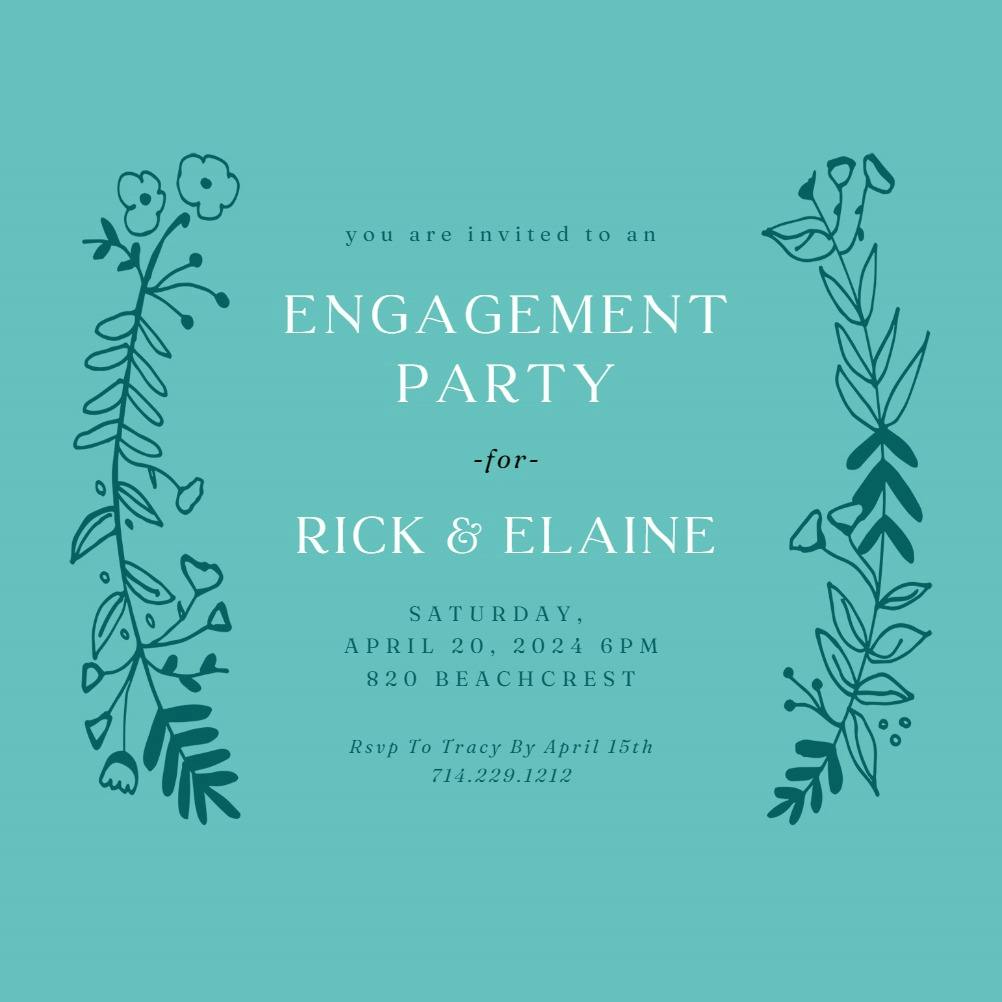 Side by side gold - engagement party invitation