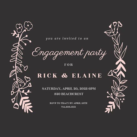 Side By Side Gold - Engagement Party Invitation Template (Free ...