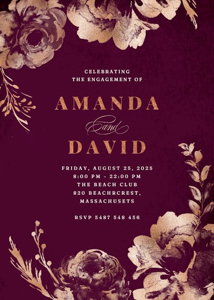 Simple burgundy blush - engagement party invitation