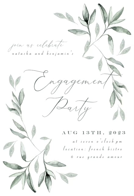 Simple Ivy and Sage - Engagement Party Invitation