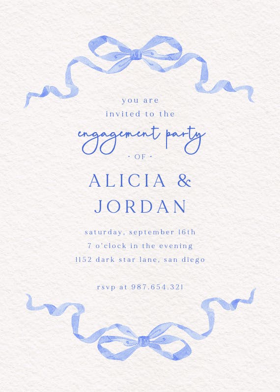 Simplistic ribbon - engagement party invitation