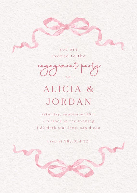 Simplistic ribbon - engagement party invitation