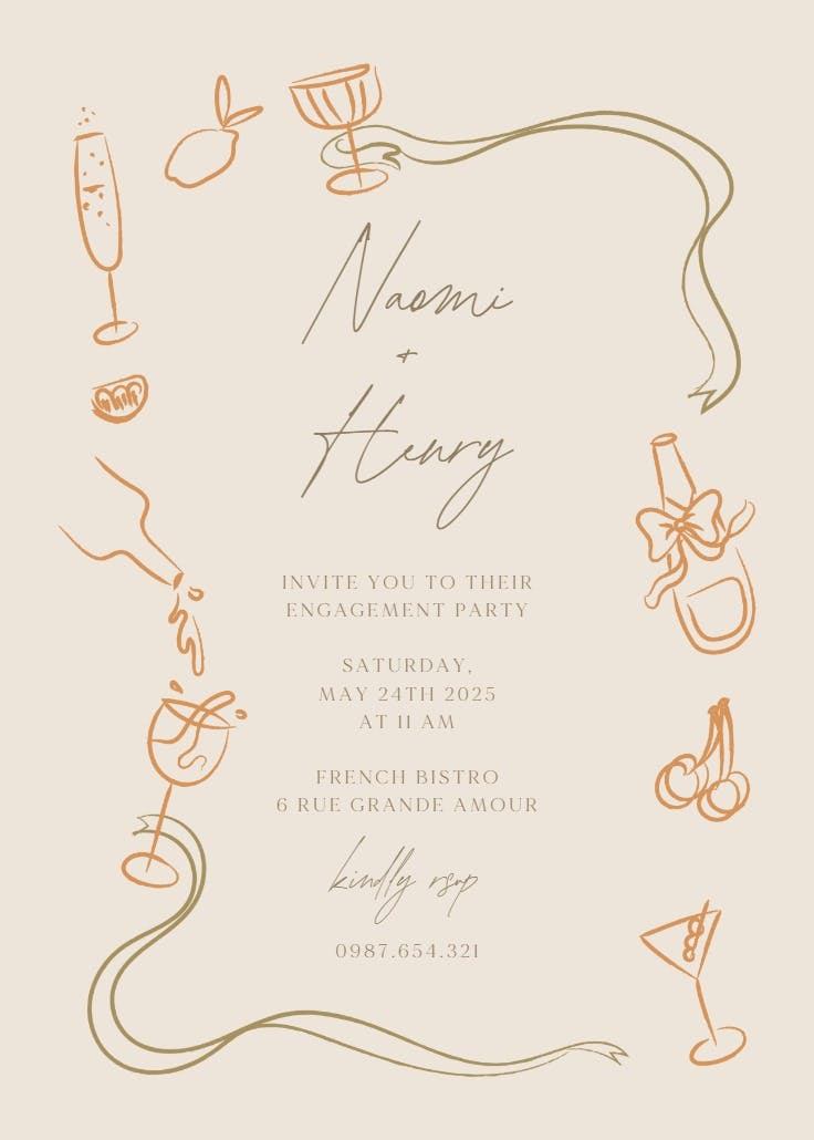Sketched border -  invitación para fiesta de compromiso