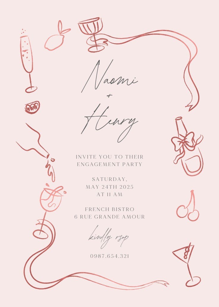 Sketched border -  invitación para fiesta de compromiso