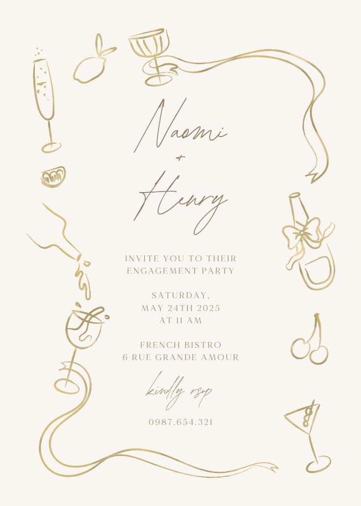 Sketched border -  invitación para fiesta de compromiso