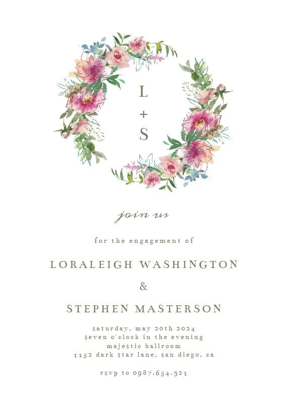 Sketchy florals - engagement party invitation