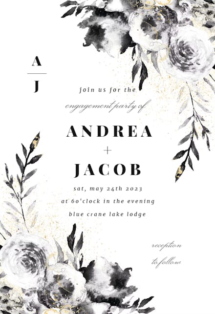 Smokey Flowers - Engagement Party Invitation