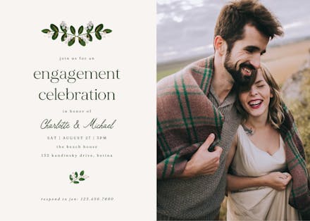 Soft botanical - engagement party invitation