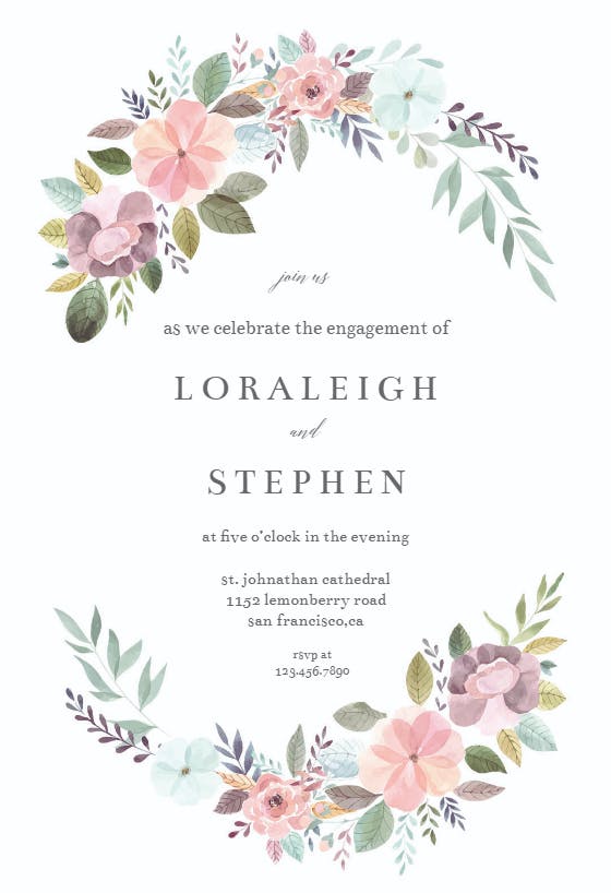 Soft floral -  invitación para fiesta de compromiso