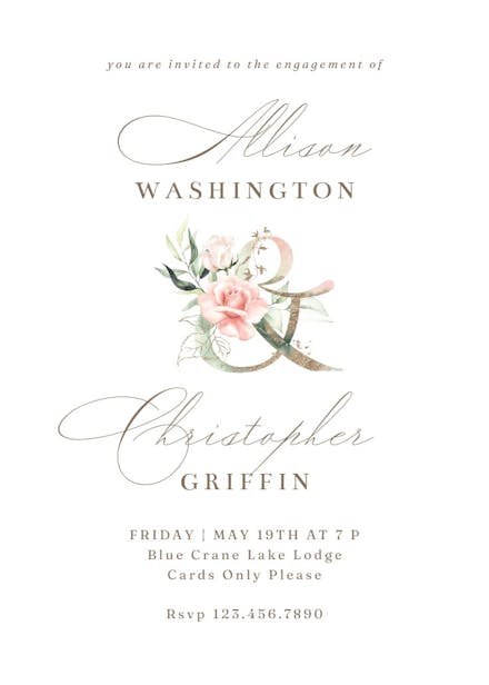 Soft roses - engagement party invitation