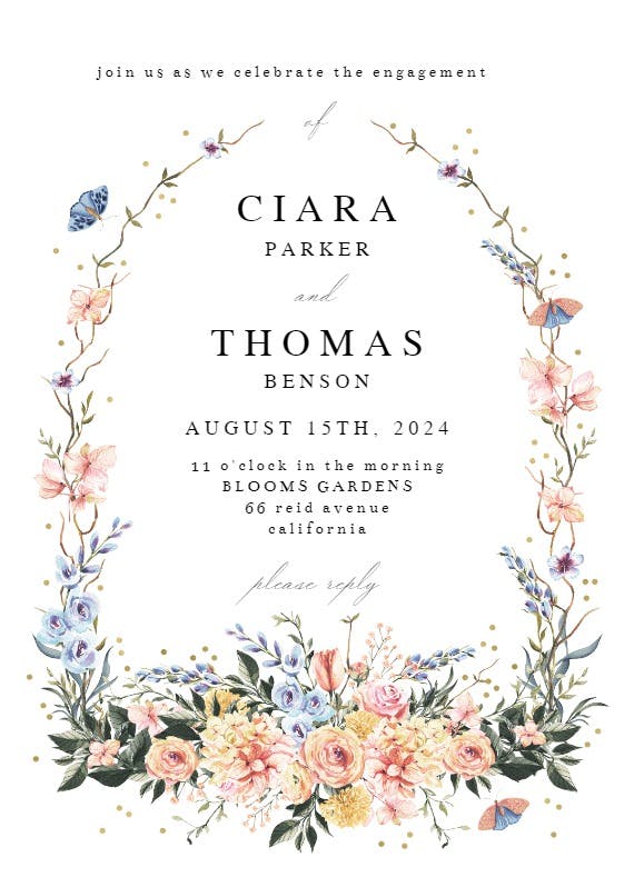 Spring dusty frame - engagement party invitation