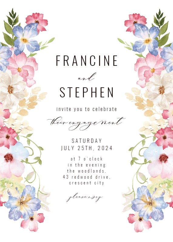 Spring fairy flower - engagement party invitation