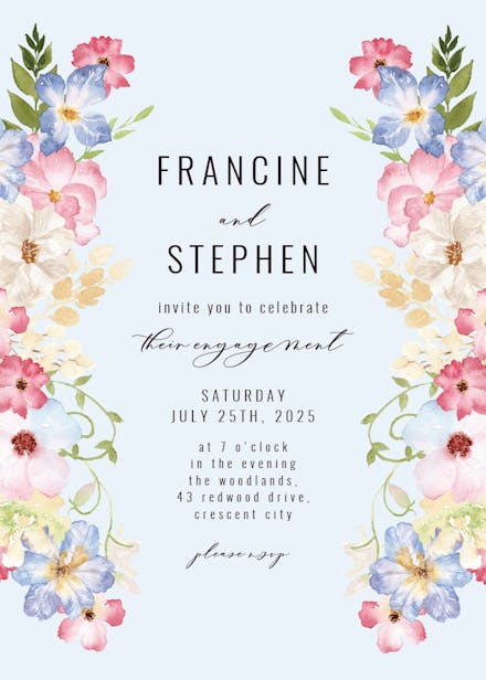Spring fairy flower - engagement party invitation