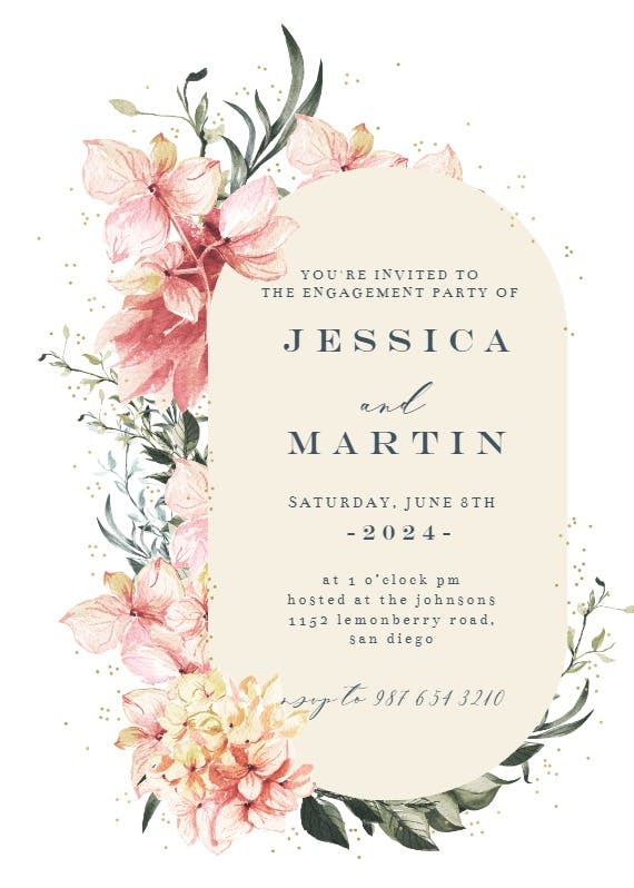 Spring pastel flower - engagement party invitation