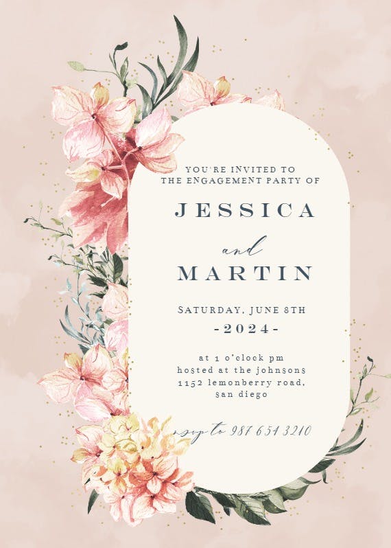 Spring pastel flower - engagement party invitation