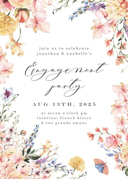Spring warming flowers - engagement party invitation