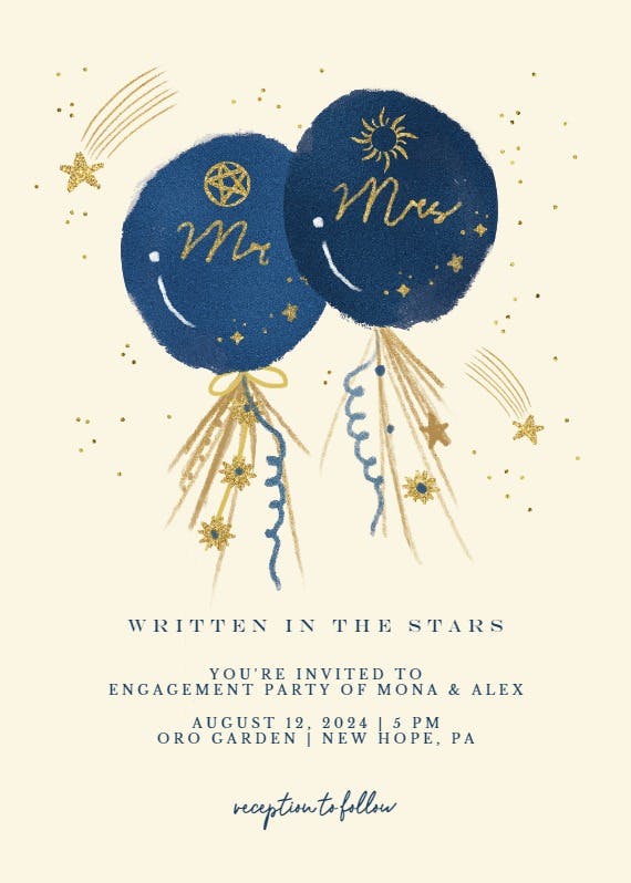 Starry in the golden stars - engagement party invitation