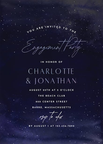 Starry night - engagement party invitation