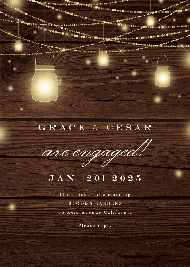 Strings of lights -  invitación para fiesta de compromiso
