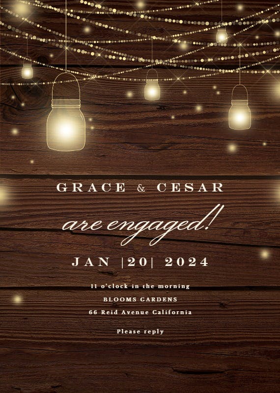 Strings of lights - engagement party invitation