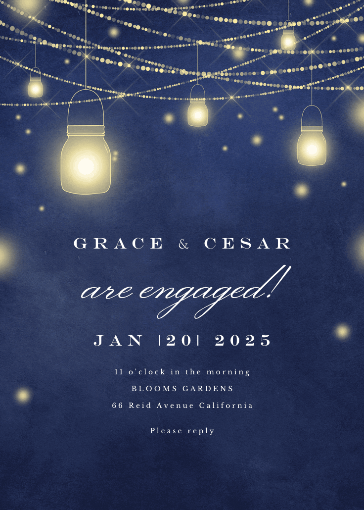 Strings of lights -  invitación para fiesta de compromiso
