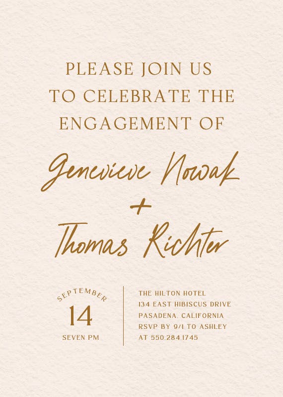 Structured typography - engagement party invitation