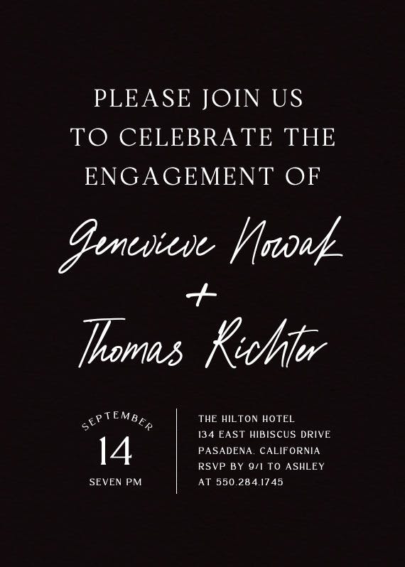 Structured typography - engagement party invitation