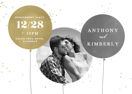 Surrealism balloons - engagement party invitation