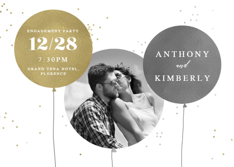 Surrealism balloons - engagement party invitation