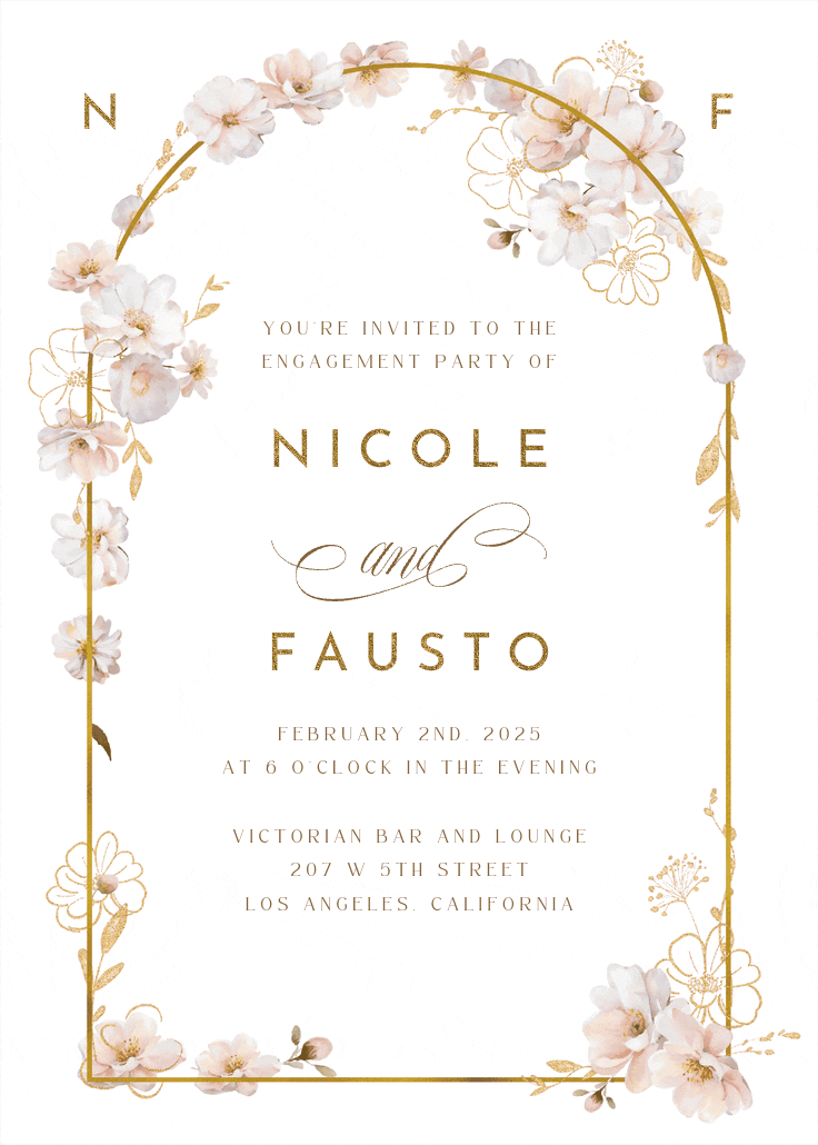 Surrounded by blooms - engagement party invitation